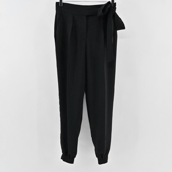 LK Bennett Womens Black Jogger Style Dress Pants Size 8 Tie Waist Quiet Luxury - Picture 1 of 11